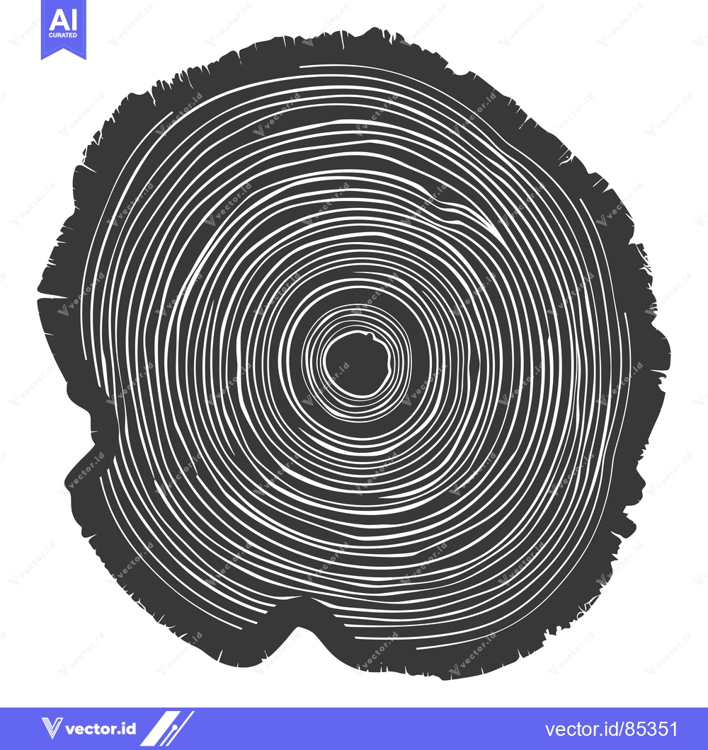 Premium Vector dari Cross-Section of a Tree Trunk with Visible Growth Rings