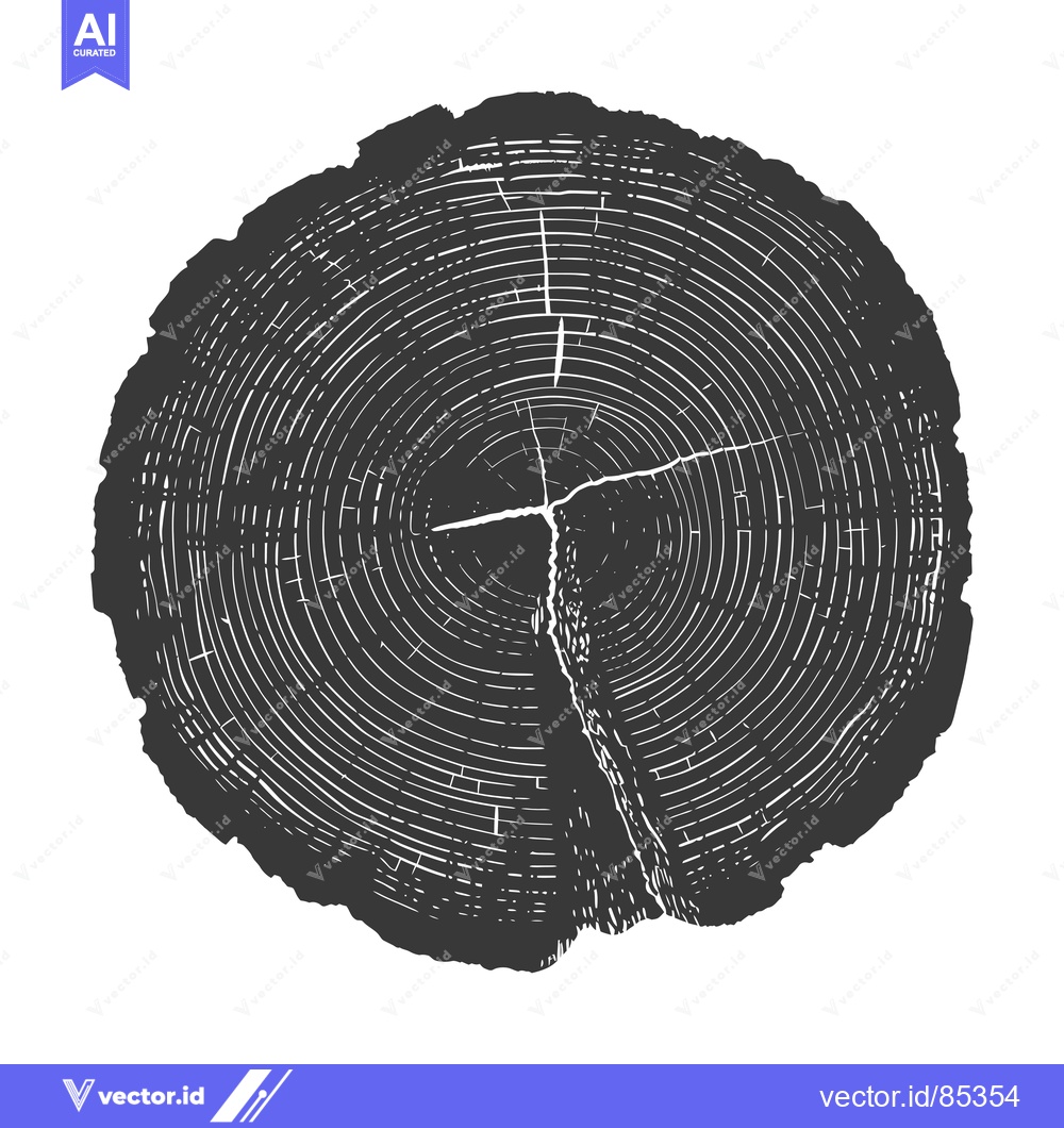 Premium Vector of Cross-Section of a Tree Trunk with Visible Growth Rings