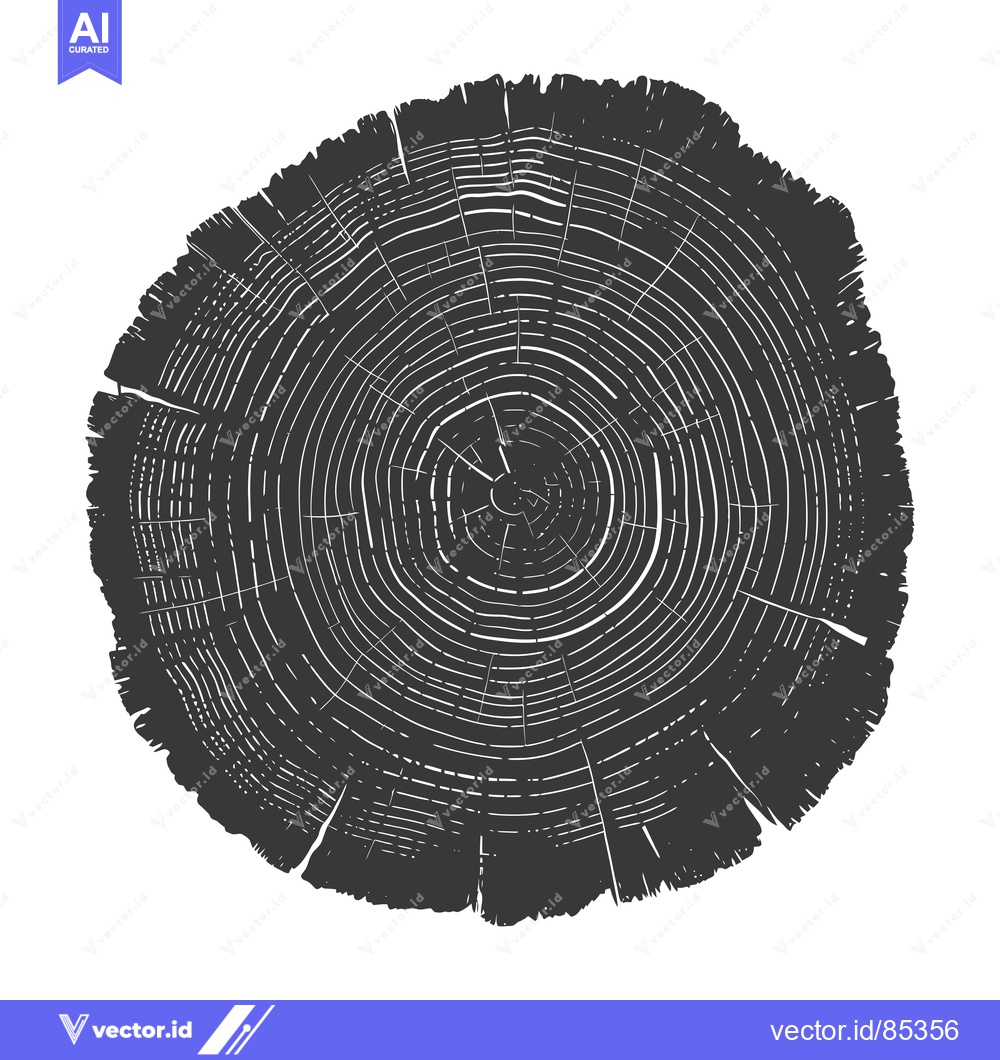 Premium Vector dari Cross-section of a Tree Trunk with Visible Growth Rings