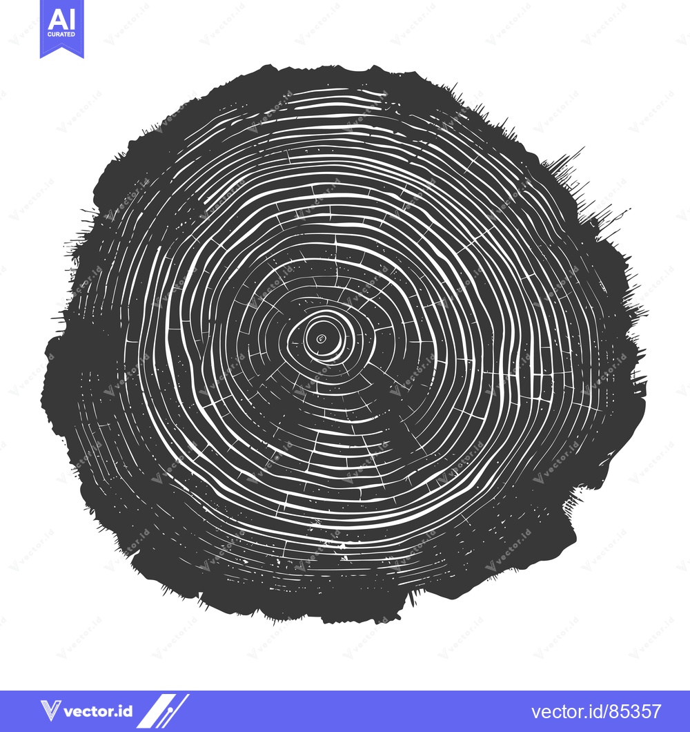 Premium Vector of A Black and White Illustration of a Tree Trunk Cross-Section