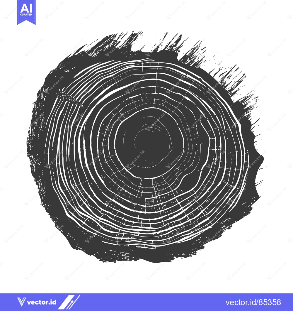 Premium Vector dari Black and White Illustration of a Tree Trunk Cross Section
