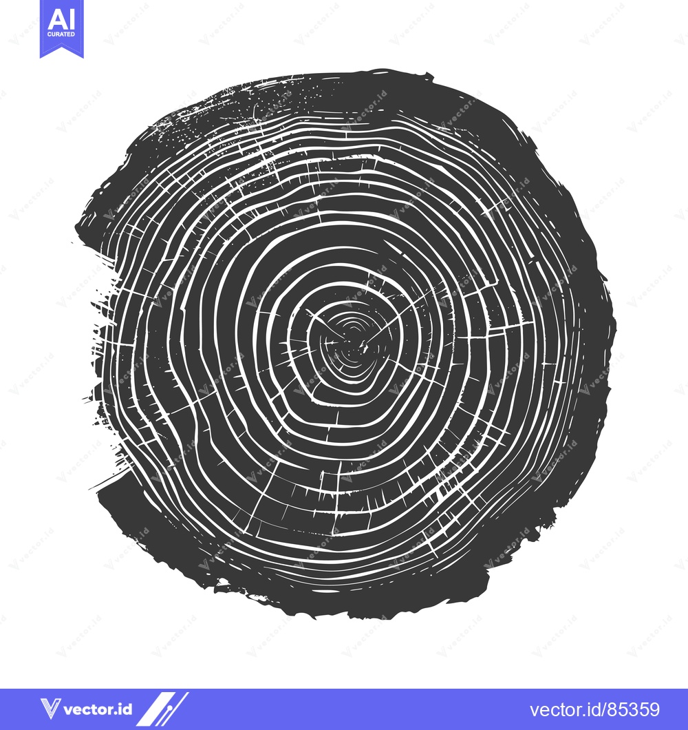 Premium Vector dari Cross-section of a Tree Trunk with Visible Growth Rings