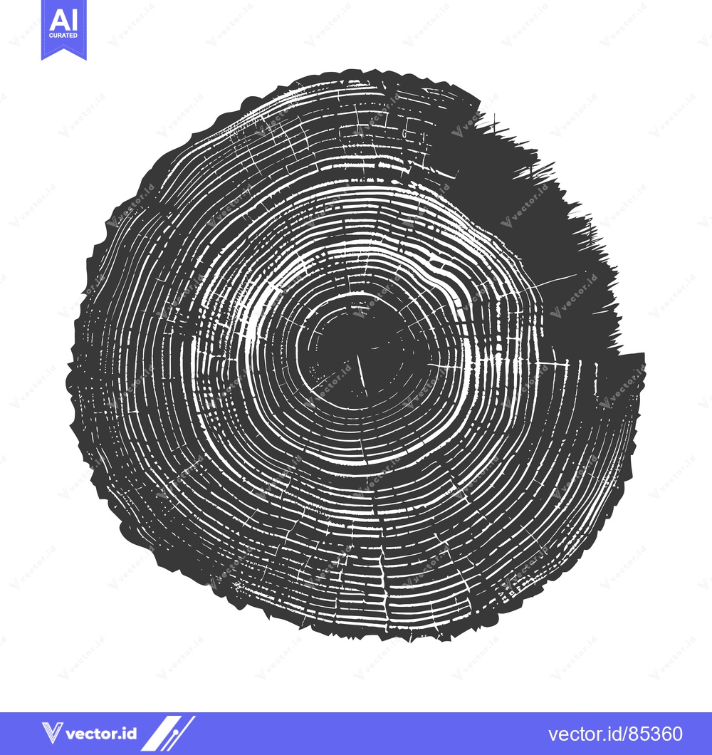 Premium Vector dari Cross-section of a Tree Trunk with Visible Growth Rings
