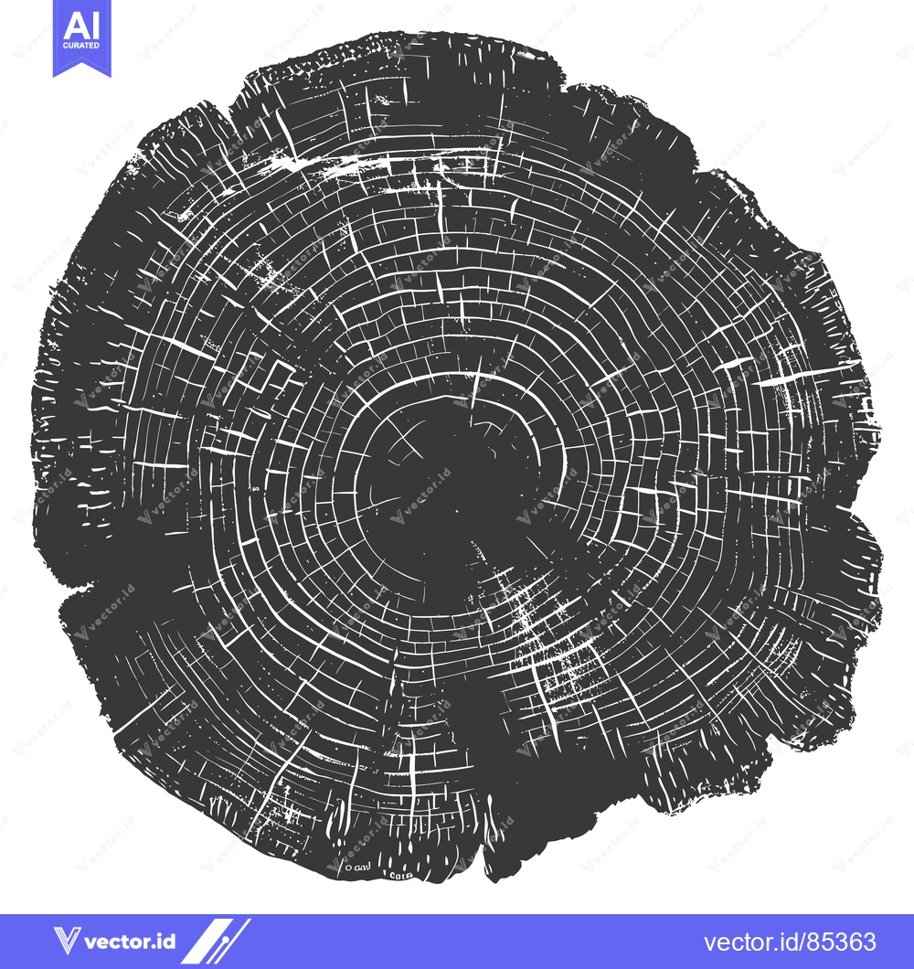 Premium Vector dari Cross-section of a Tree Trunk with Visible Growth Rings