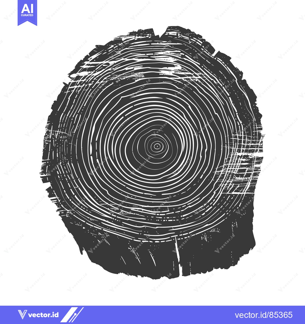 Premium Vector dari A Black and White Illustration of a Tree Stump's Cross Section