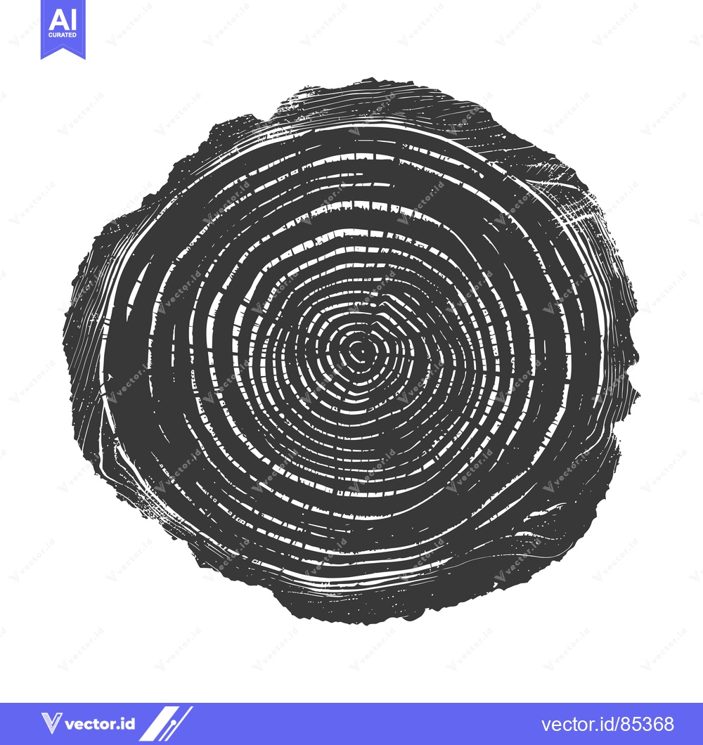 Premium Vector of Black and White Illustration of Tree Trunk Cross Section