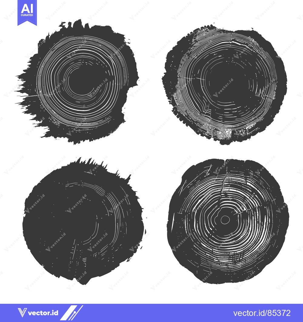 Premium Vector of Four Black and White Illustrations of Tree Rings