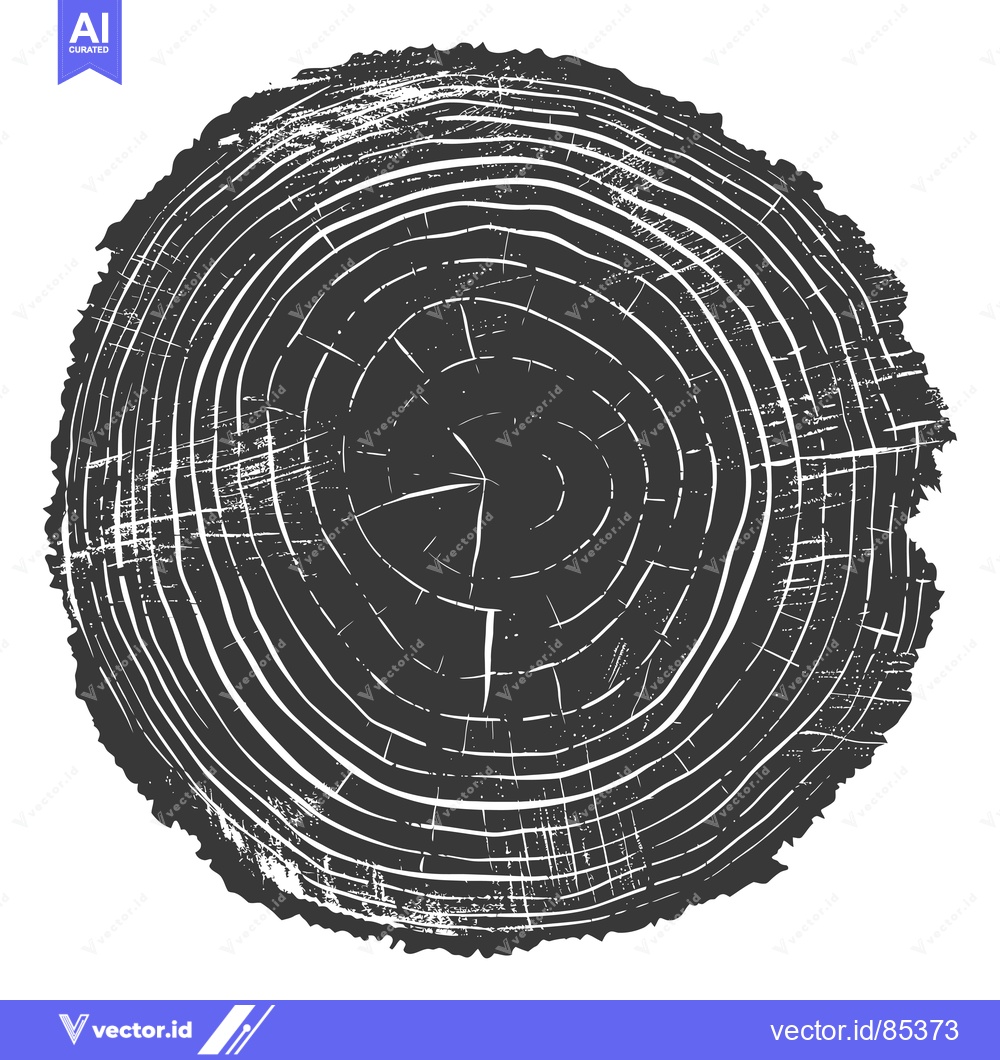 Premium Vector dari Black and White Illustration of a Tree Trunk Cross Section