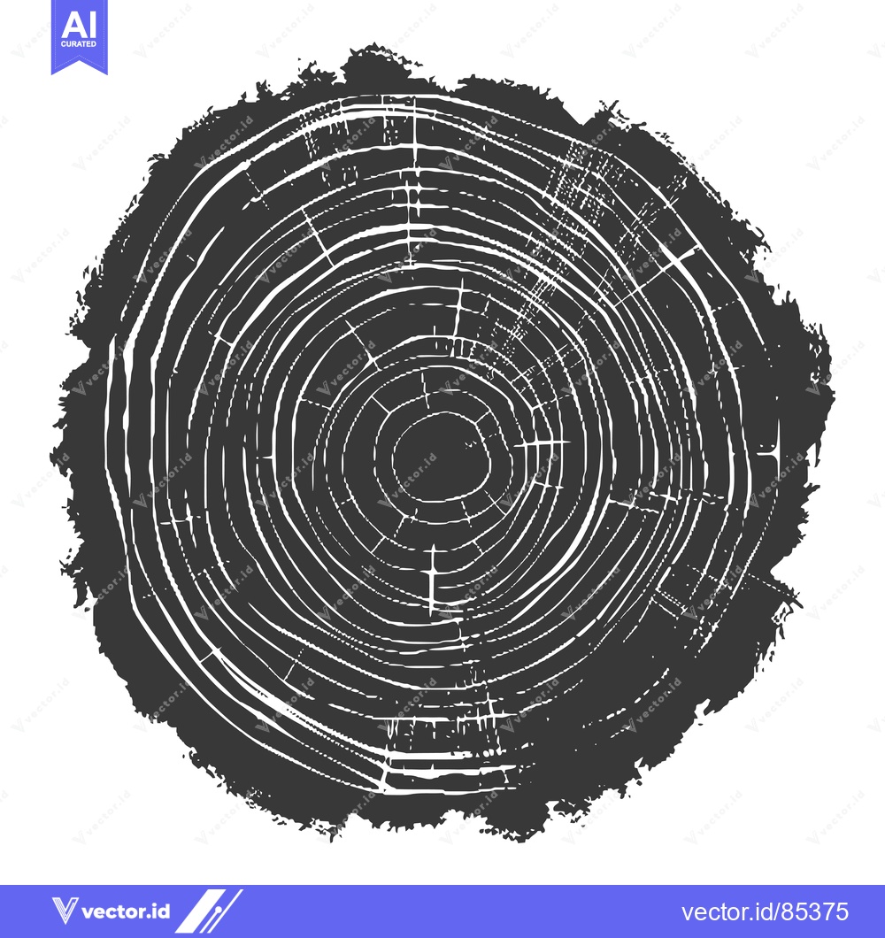 Premium Vector dari Close-up of Tree Trunk Cross-Section with Visible Growth Rings