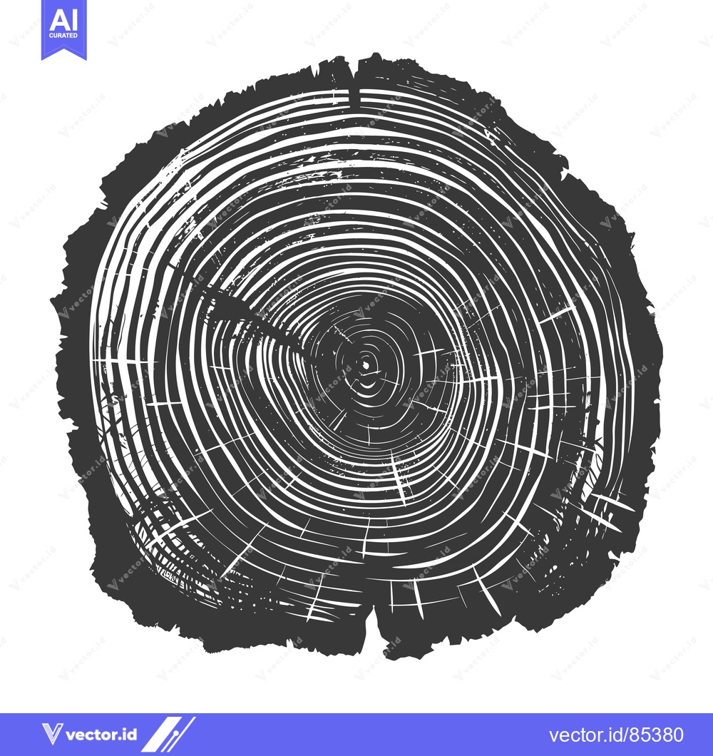 Premium Vector of A Cross-Section of a Tree Trunk Showing Growth Rings