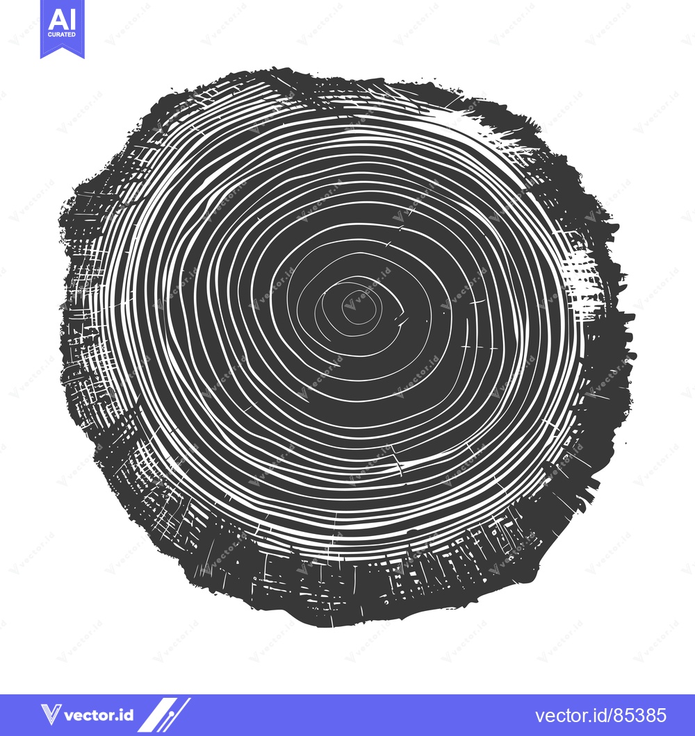 Premium Vector dari Black and White Illustration of a Tree Trunk Cross-Section