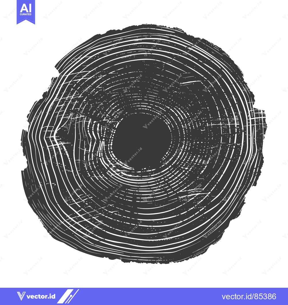 Premium Vector of A Black and White Illustration of a Tree Trunk Cross-Section