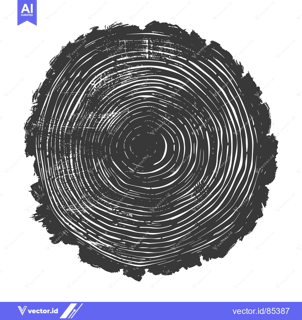 Premium Vector dari Black and White Illustration of a Tree Trunk Cross Section
