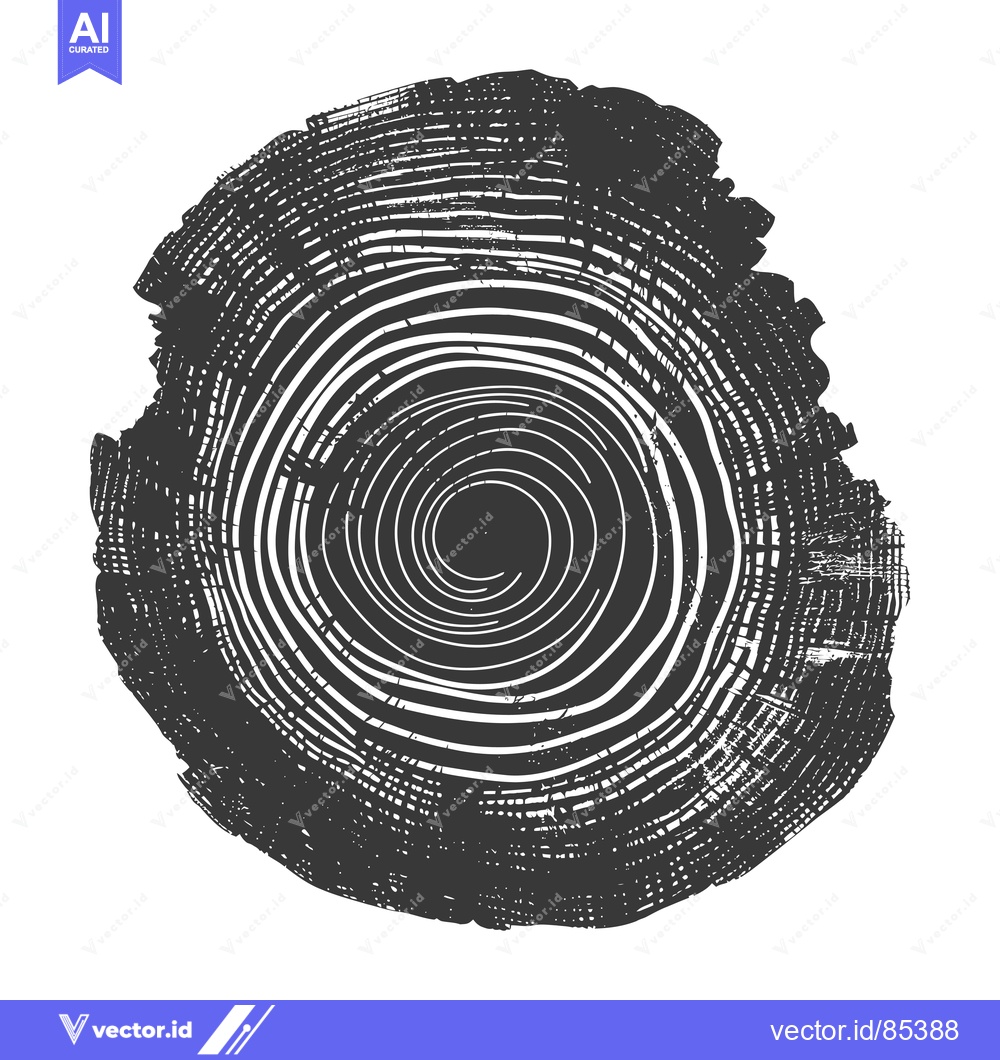 Premium Vector dari Black and White Illustration of a Tree Trunk Cross-Section