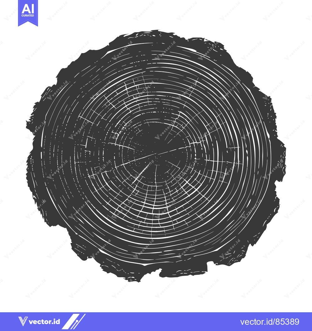 Premium Vector dari Black and White Illustration of a Tree Trunk Cross Section