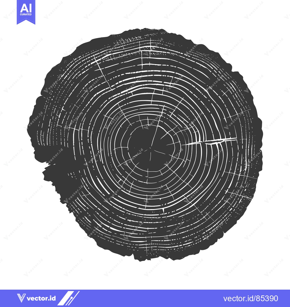 Premium Vector of Black and White Illustration of a Tree Trunk Cross Section