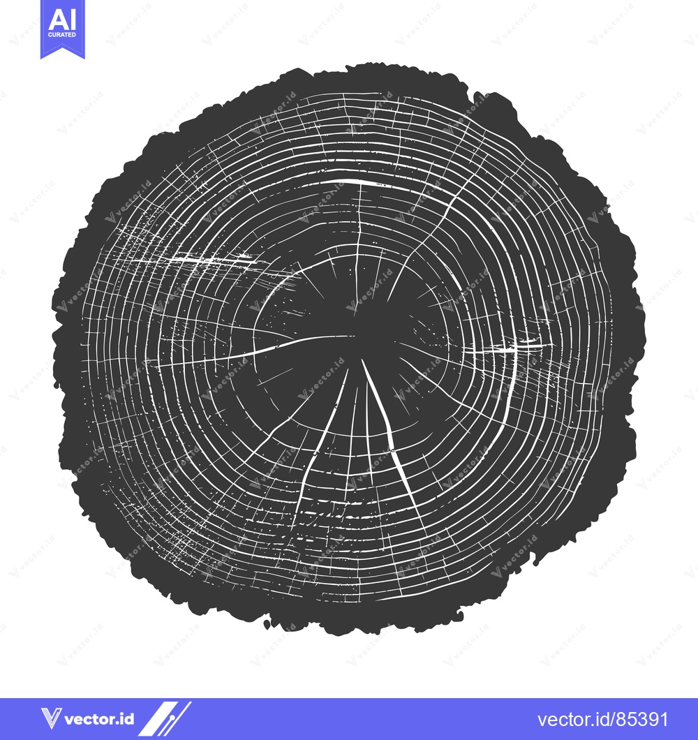 Premium Vector dari Cross-Section of a Tree Trunk with Visible Growth Rings