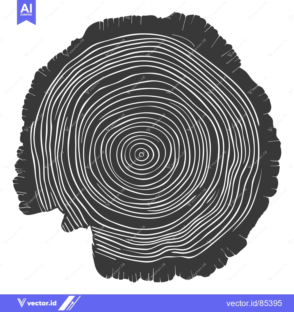 Premium Vector dari Black and White Illustration of a Tree Trunk Cross Section