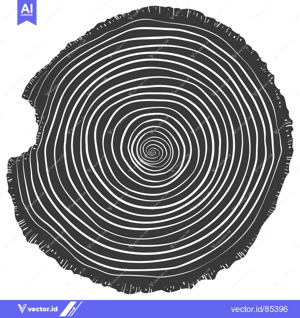 Premium Vector of Cross-section of a Tree Trunk with Visible Growth Rings