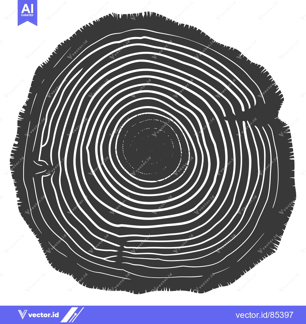 Premium Vector dari Black and White Illustration of a Tree Trunk Cross Section