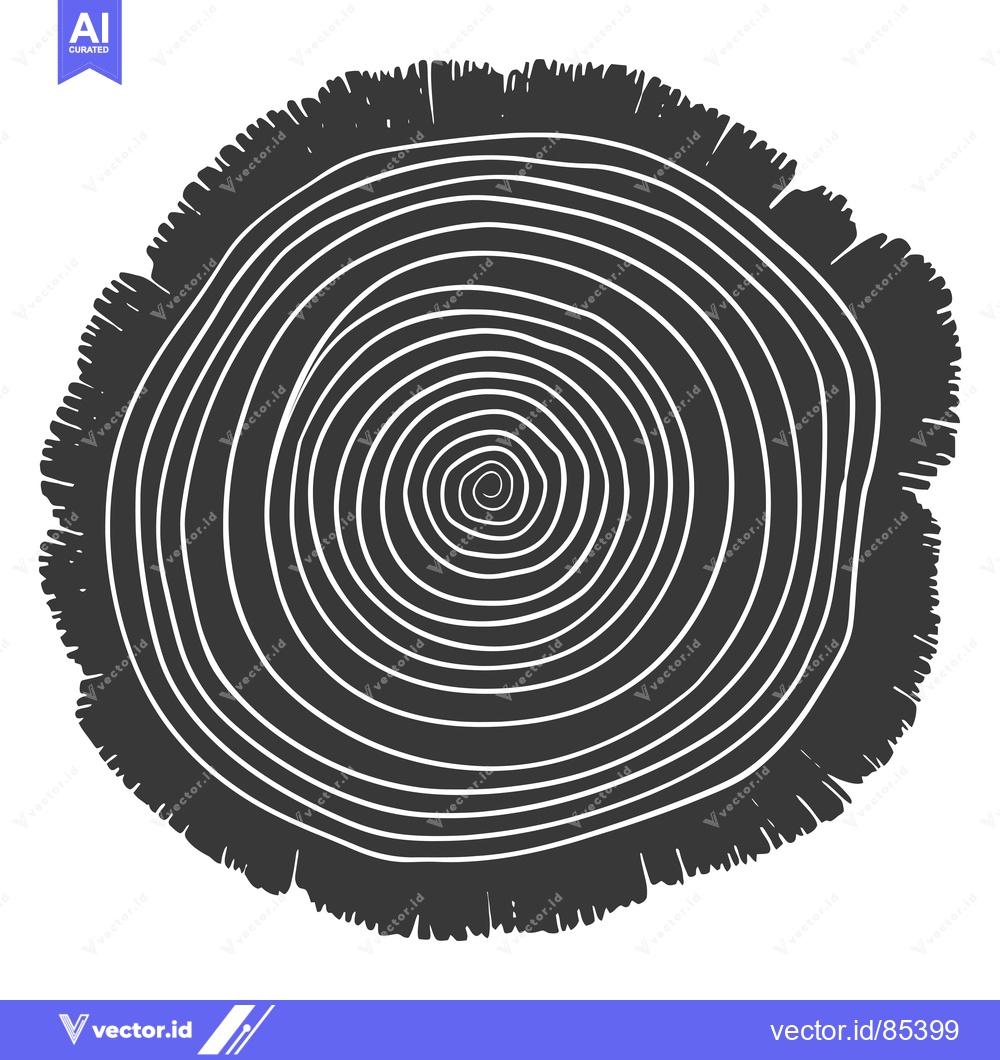 Premium Vector dari Black and White Hand-Drawn Tree Ring Illustration