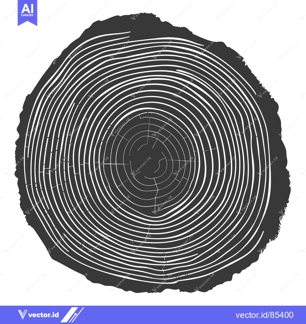 Premium Vector dari Cross-section of a Tree Trunk with Visible Growth Rings