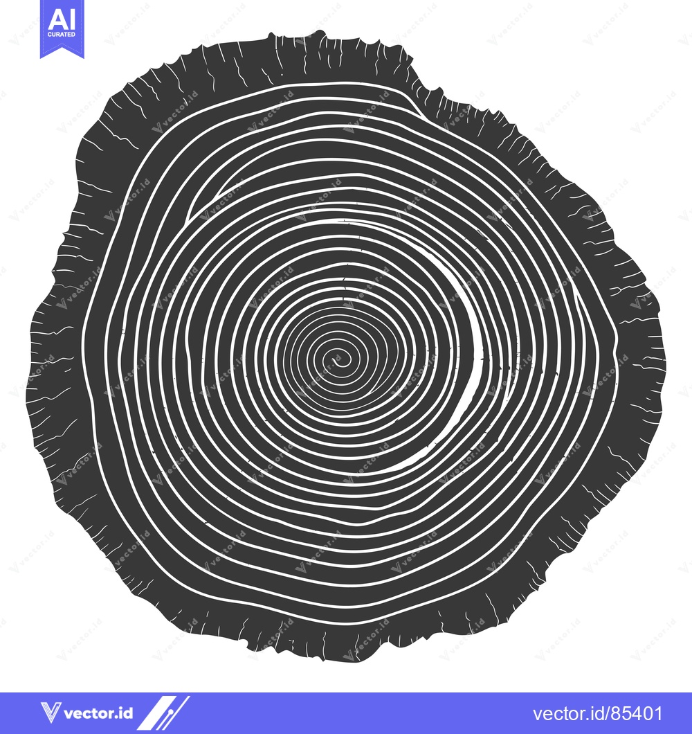 Premium Vector of A Detailed Cross-Section of a Tree Trunk, Displaying Growth Rings