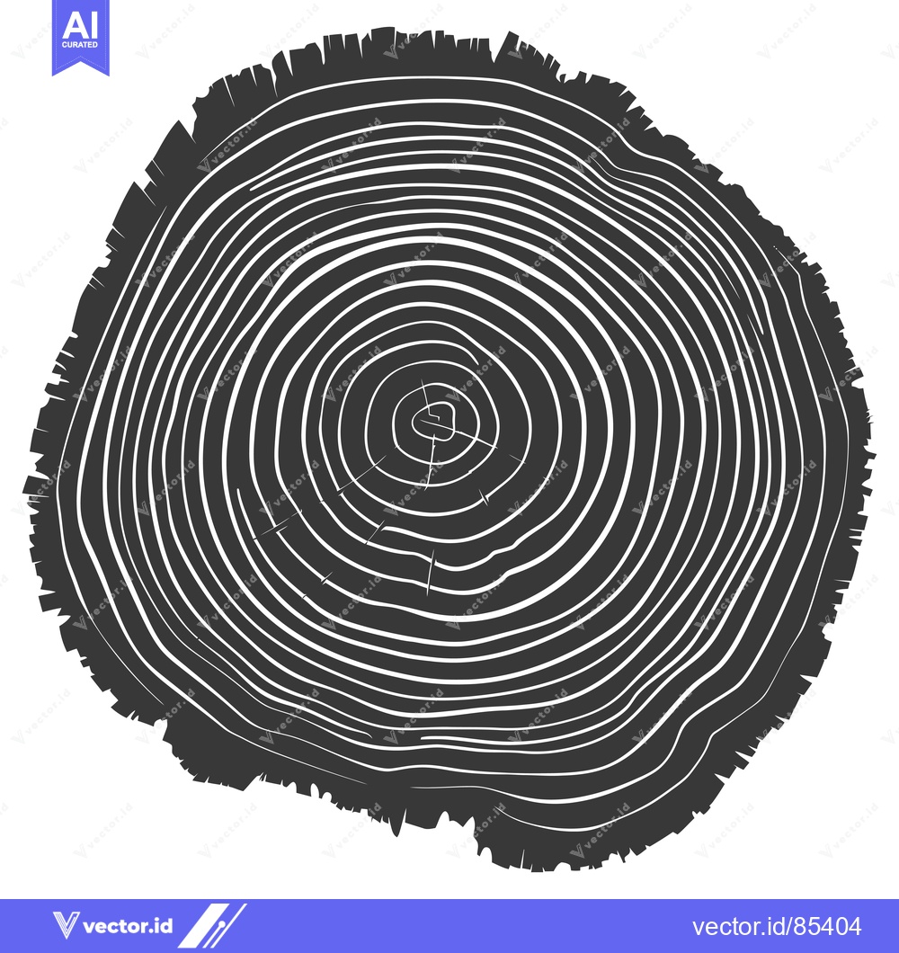 Premium Vector dari Cross-section of a Tree Trunk with Visible Growth Rings
