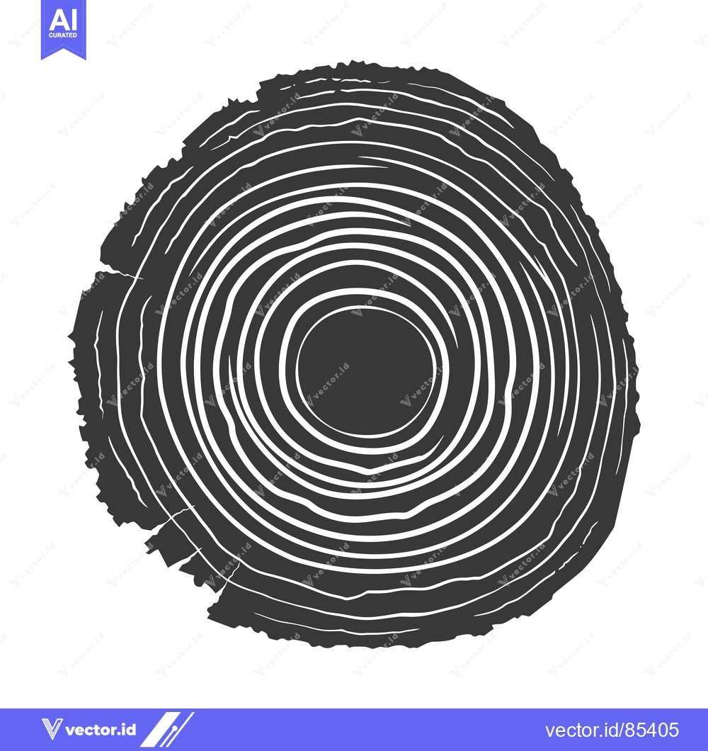 Premium Vector dari Black and White Illustration of a Tree Trunk Cross Section