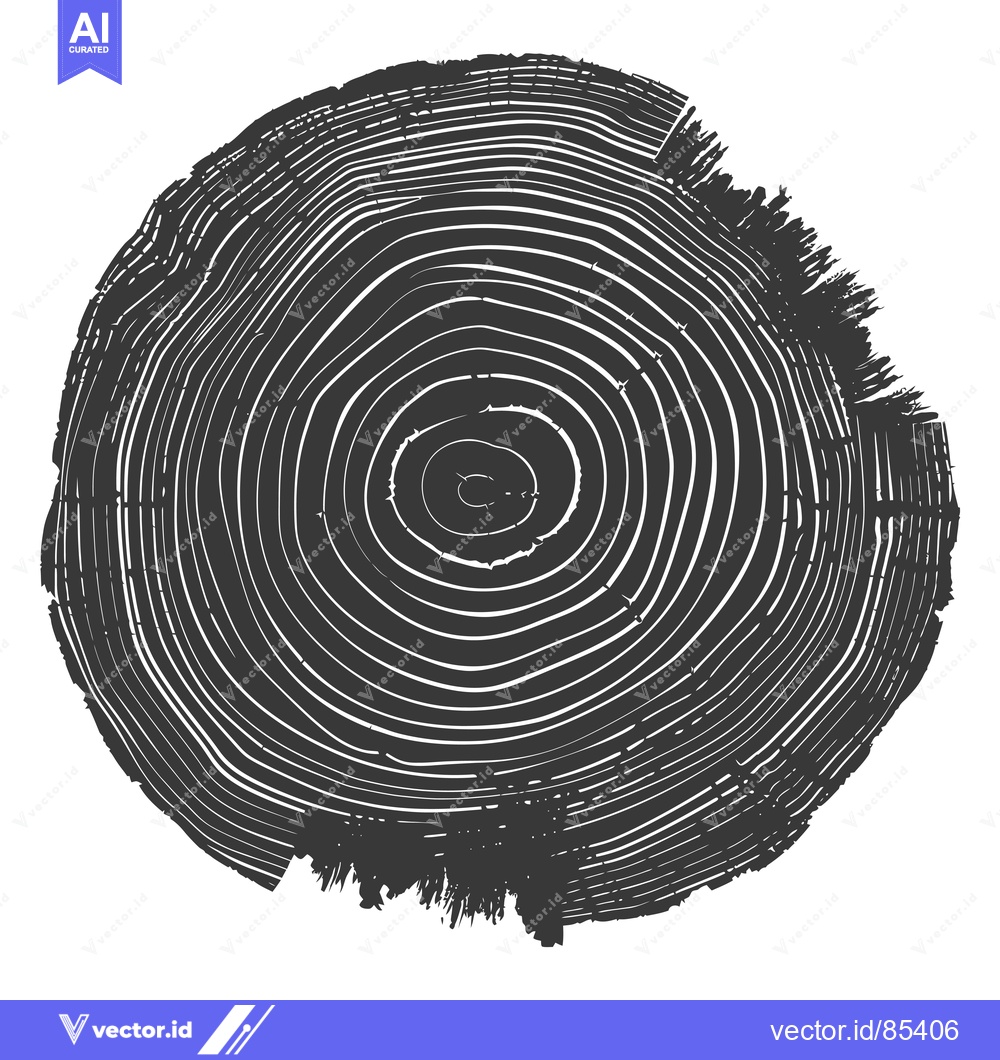 Premium Vector dari Black and White Illustration of Tree Rings with Rough Edges