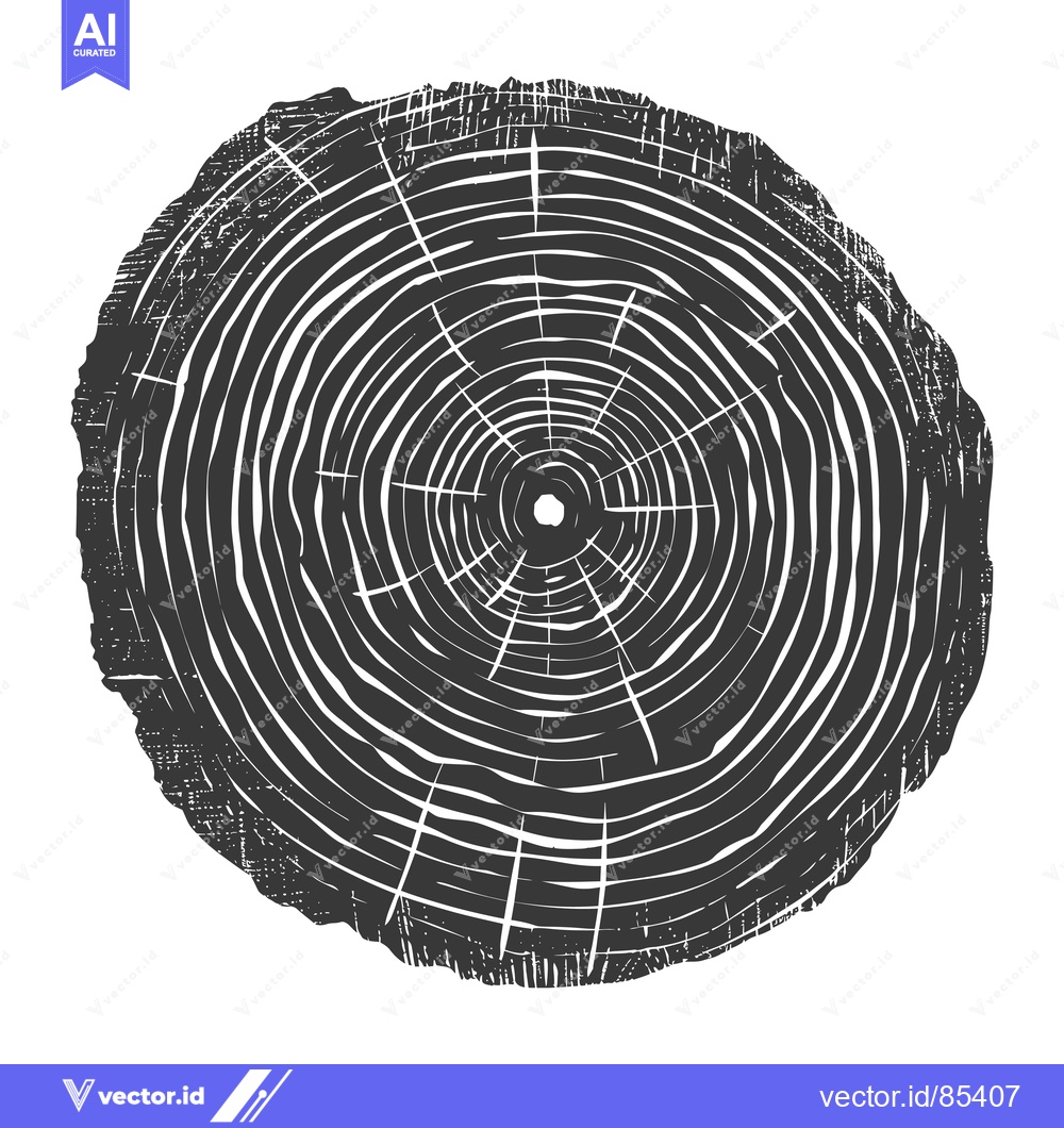 Premium Vector dari A Detailed Cross-Section of a Tree Trunk Showing Growth Rings