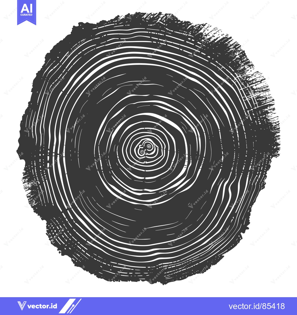 Premium Vector of A Black and White Illustration of a Tree's Growth Rings