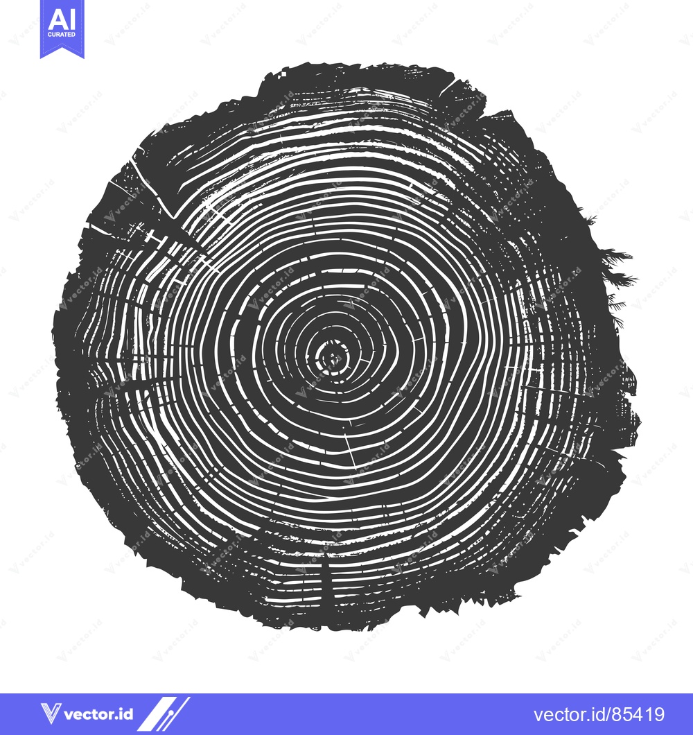 Premium Vector dari A Detailed Close-Up of a Tree Trunk Cross-Section Showing Annual Growt