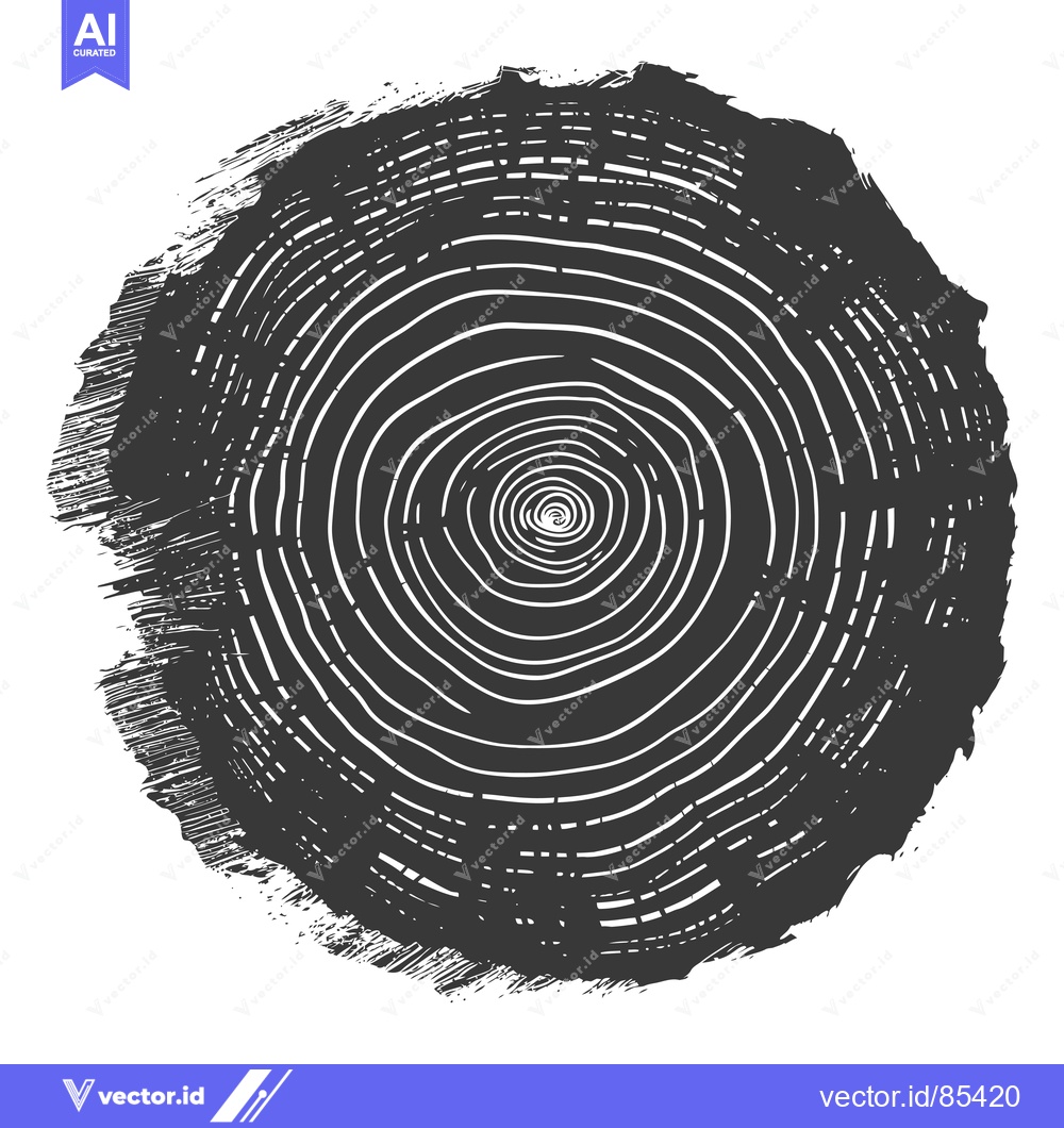 Premium Vector dari A Black and White Illustration of a Tree Trunk Cross Section