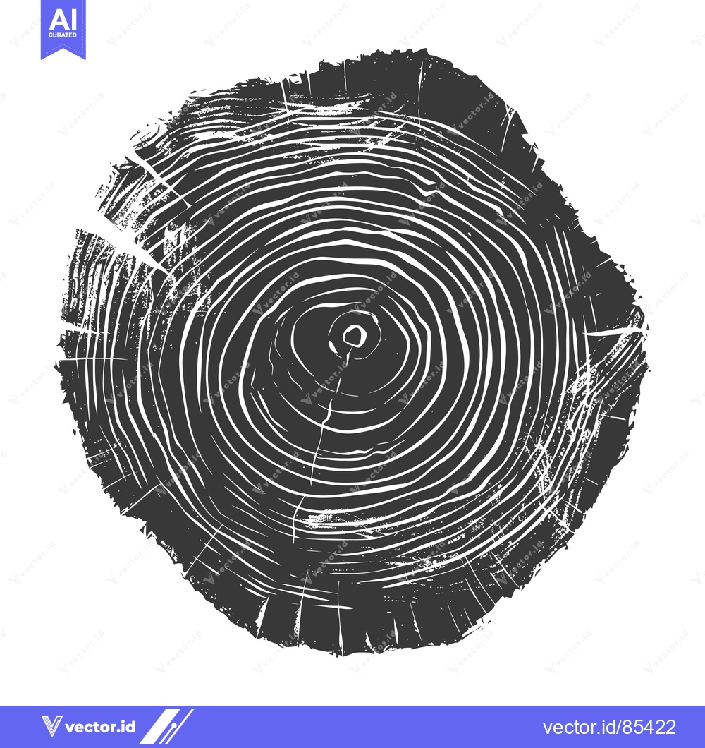 Premium Vector of A Close-Up Black and White Illustration of a Tree Trunk Cross Section