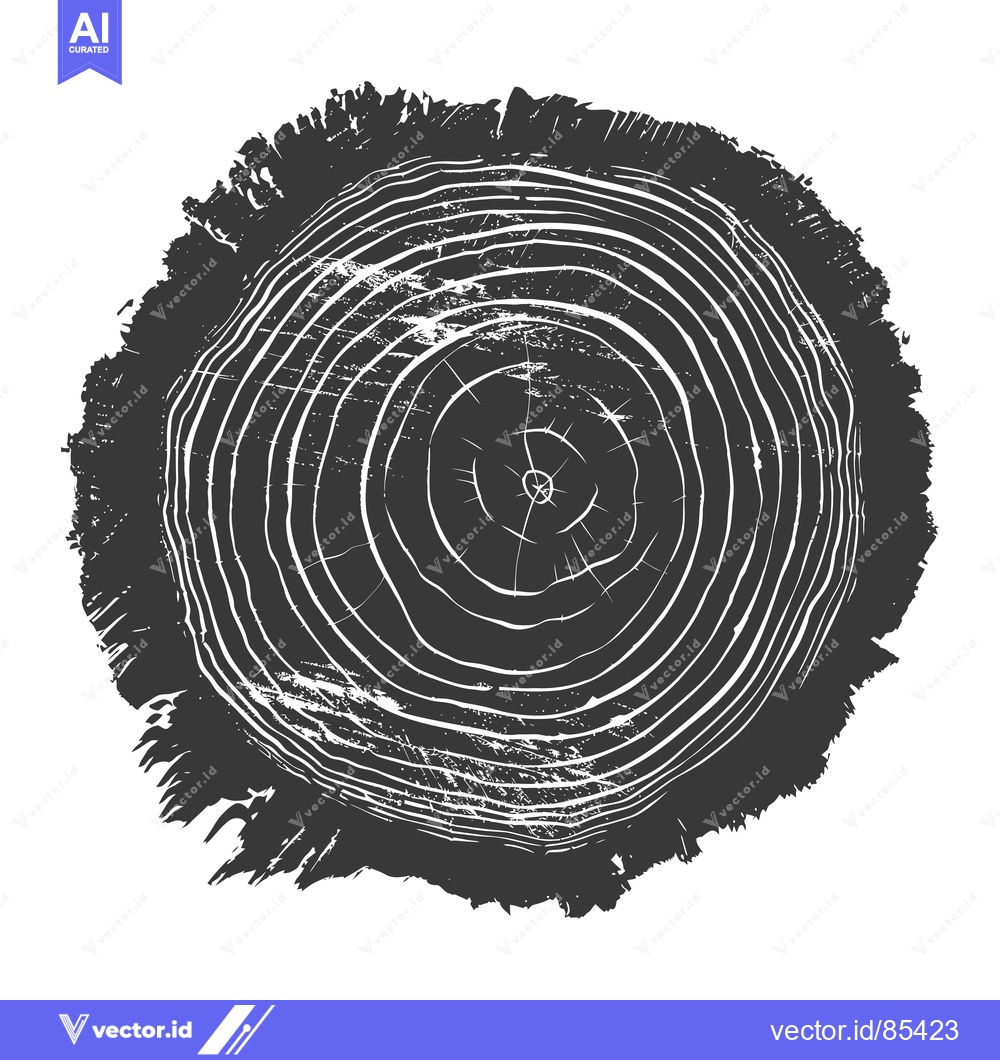 Premium Vector dari A Circular Black and White Illustration of a Tree Cross Section