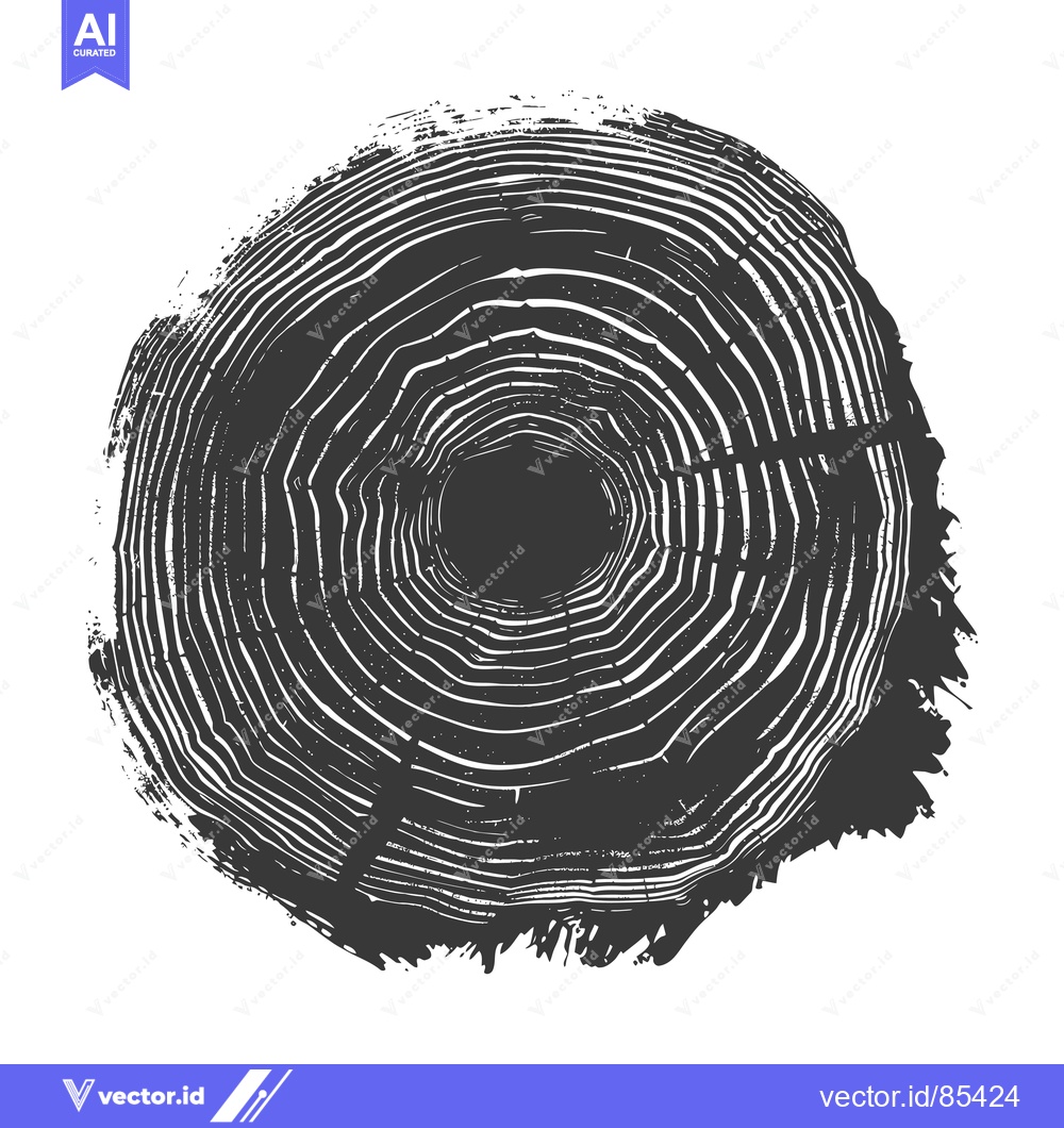 Premium Vector of Black and White Tree Rings Circular Graphic Design