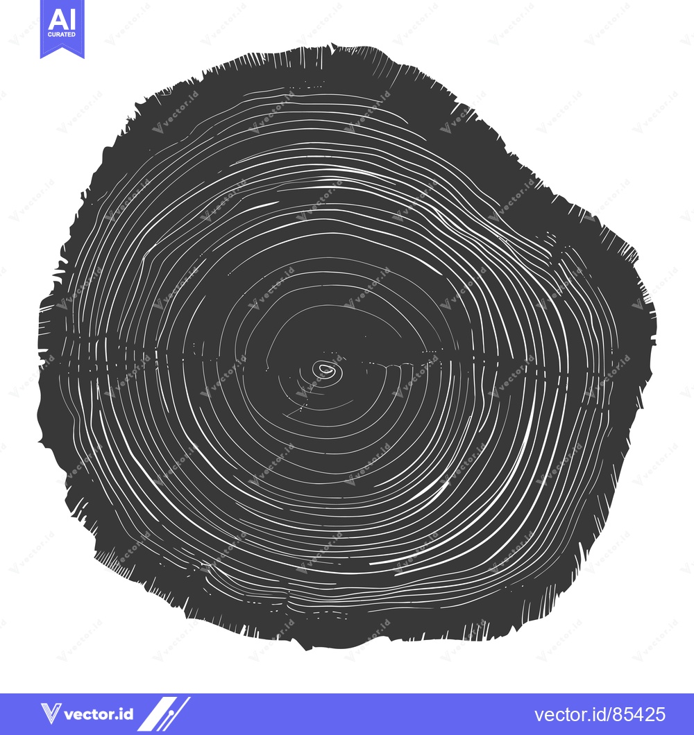 Premium Vector of A Detailed Close-Up of a Tree Stump's Annual Growth Rings