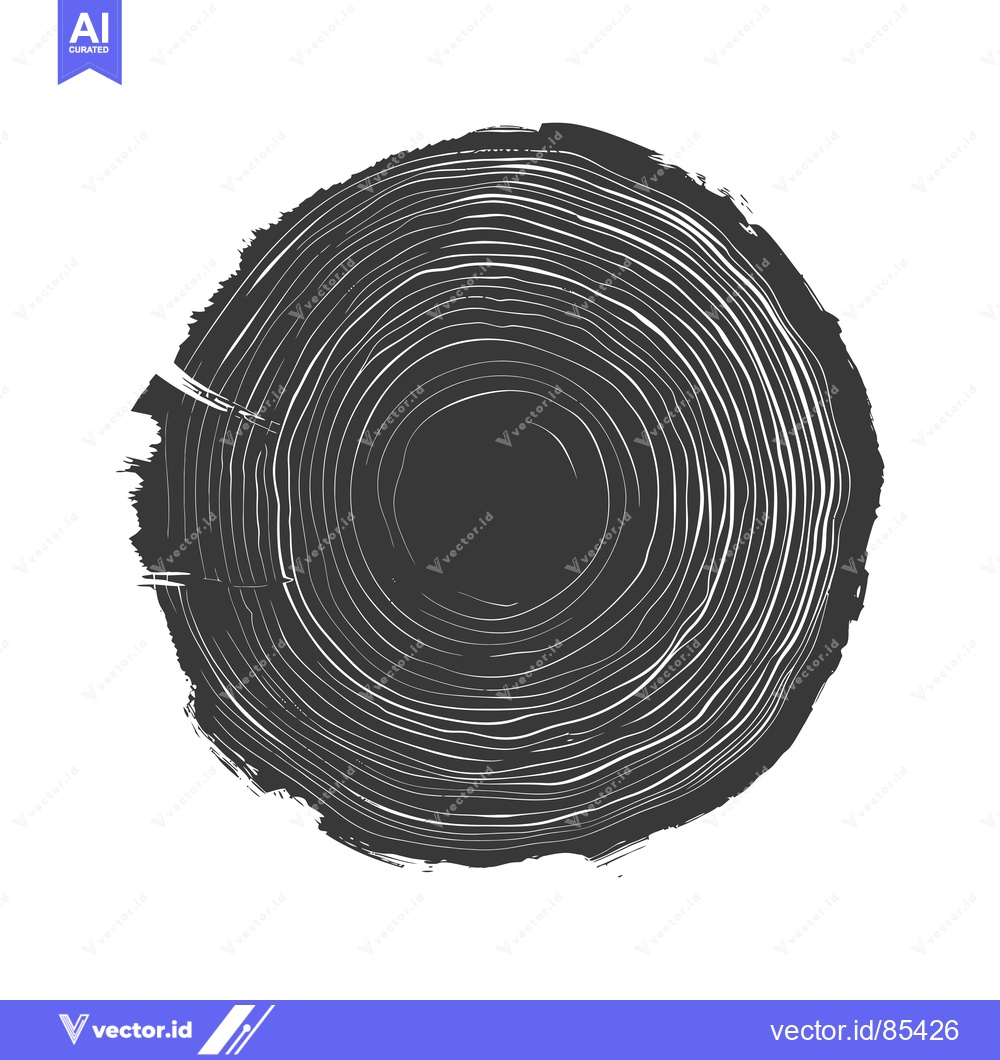 Premium Vector dari Black and White Tree Ring Cross Section Illustration