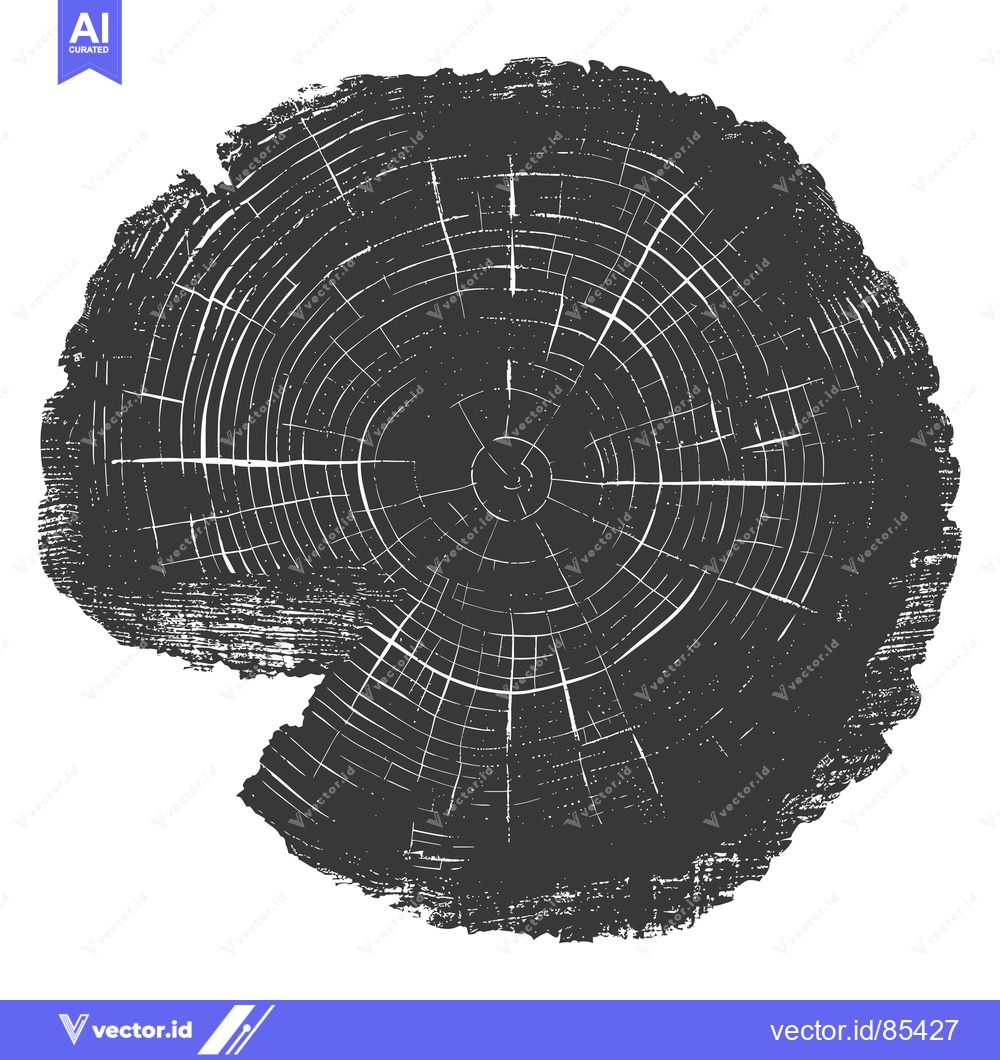 Premium Vector dari Cross-section of a tree trunk with visible rings and texture