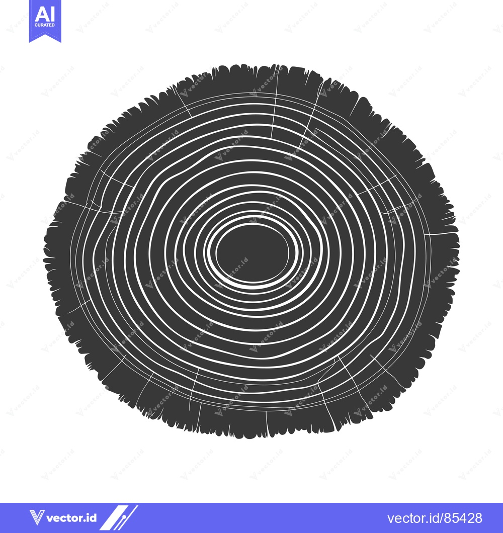Premium Vector dari Black and White Illustration of a Tree Trunk Cross Section