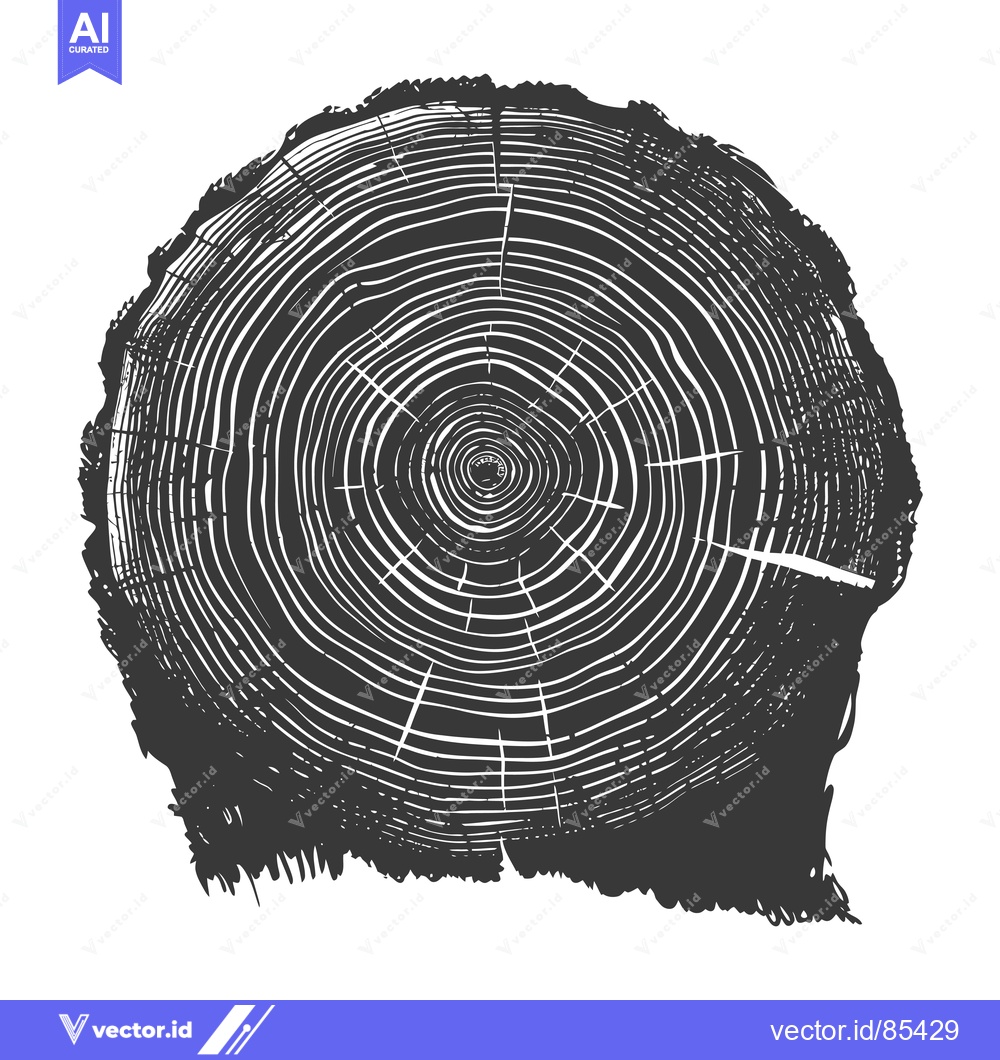 Premium Vector dari Cross-section of a tree trunk with concentric rings