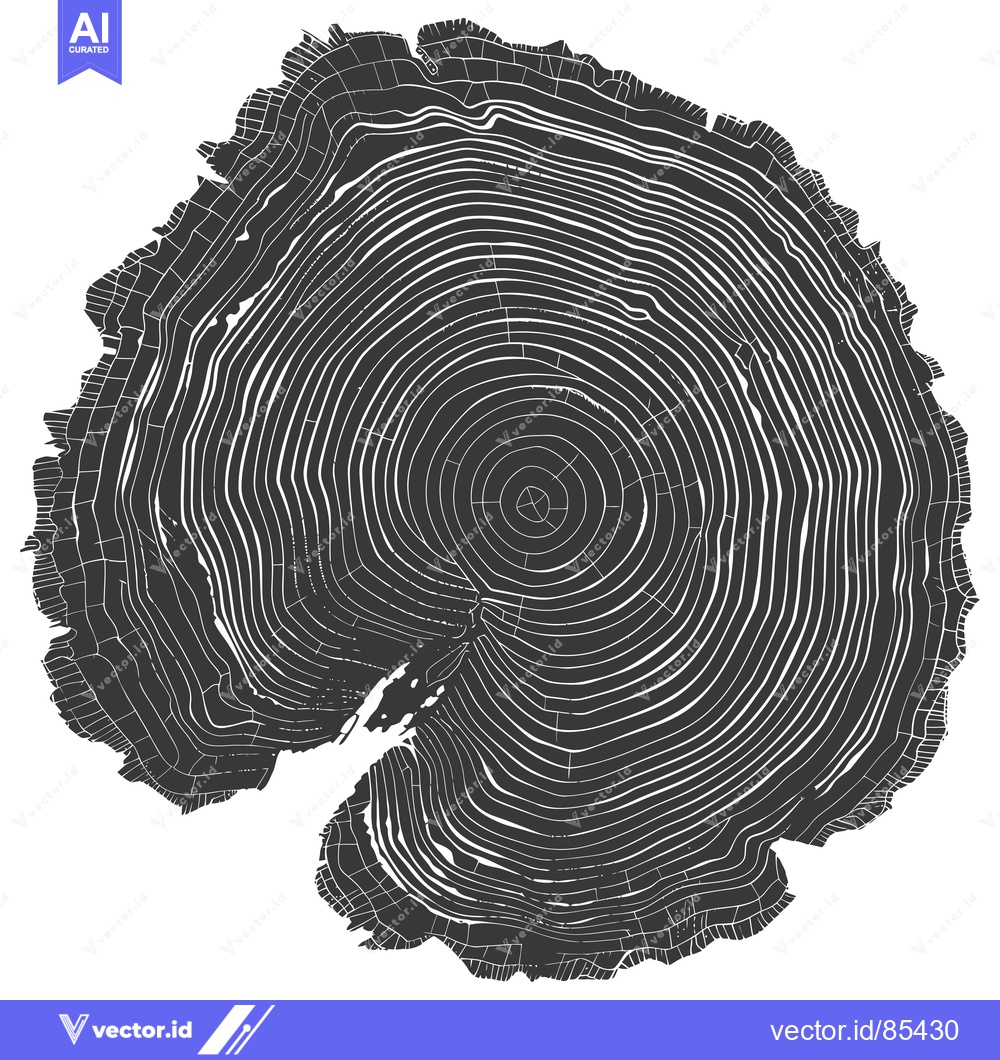 Premium Vector dari A Close-up of a Tree Trunk's Cross-Section Revealing Growth Rings