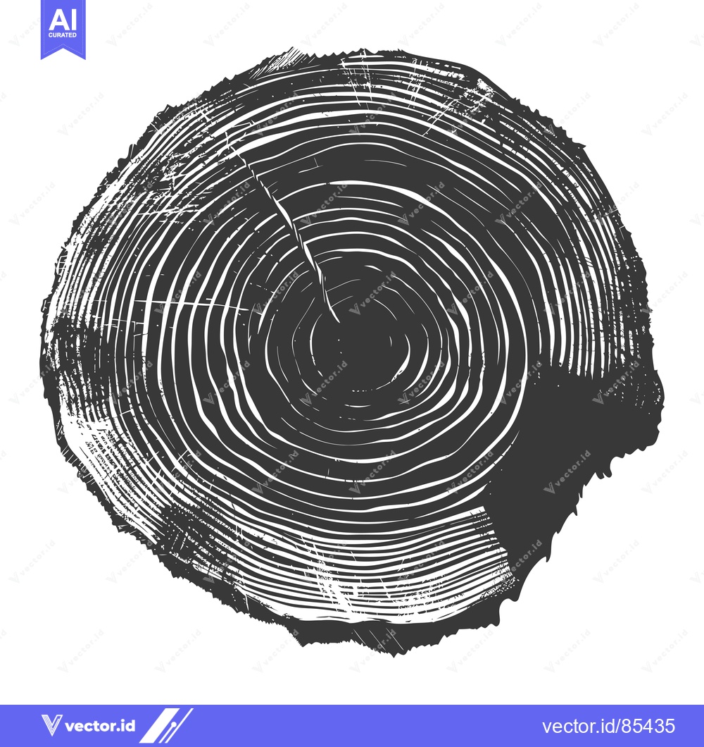 Premium Vector dari Cross Section of a Tree Trunk with Visible Growth Rings