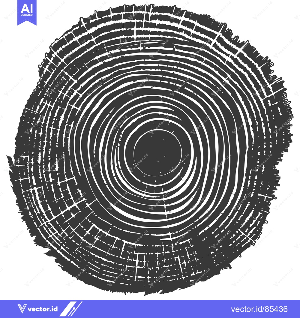 Premium Vector of A Black and White Illustration of a Tree Trunk Cross Section