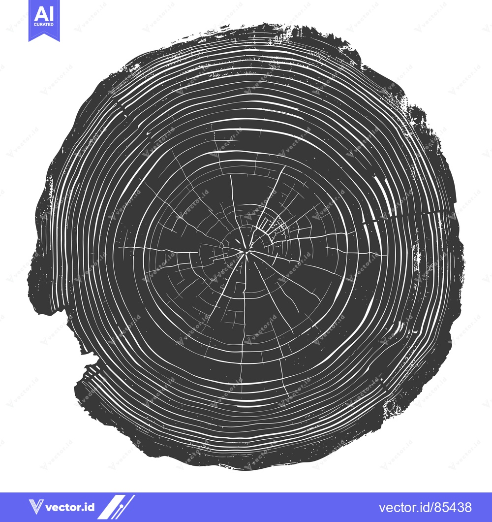 Premium Vector of Black and white circular cross-section of a tree trunk with prominent