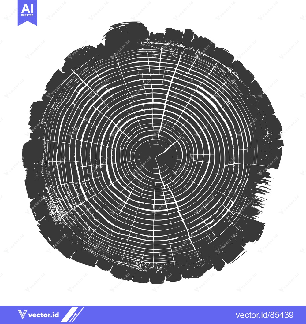 Premium Vector of Detailed Cross-Section of a Tree Trunk Showing Growth Rings