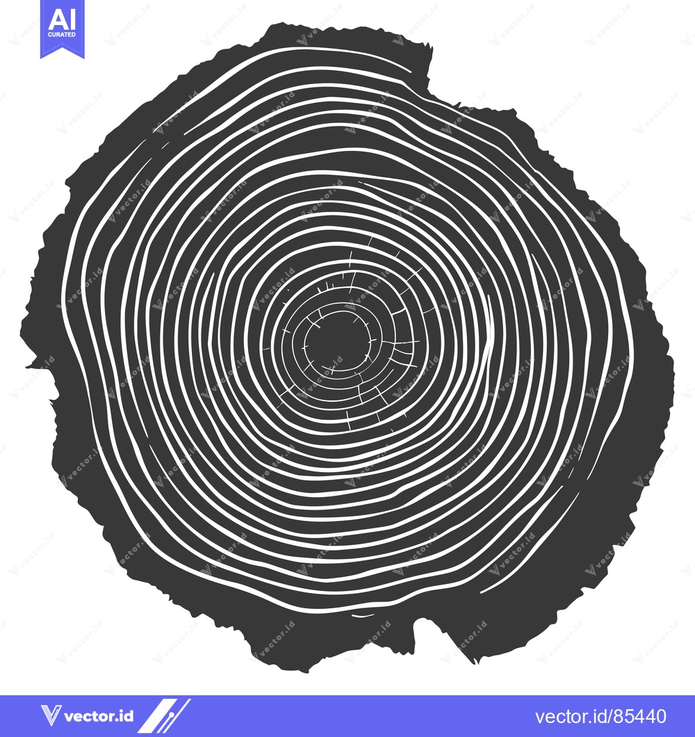 Premium Vector of Cross-Section of a Tree Trunk with Visible Growth Rings