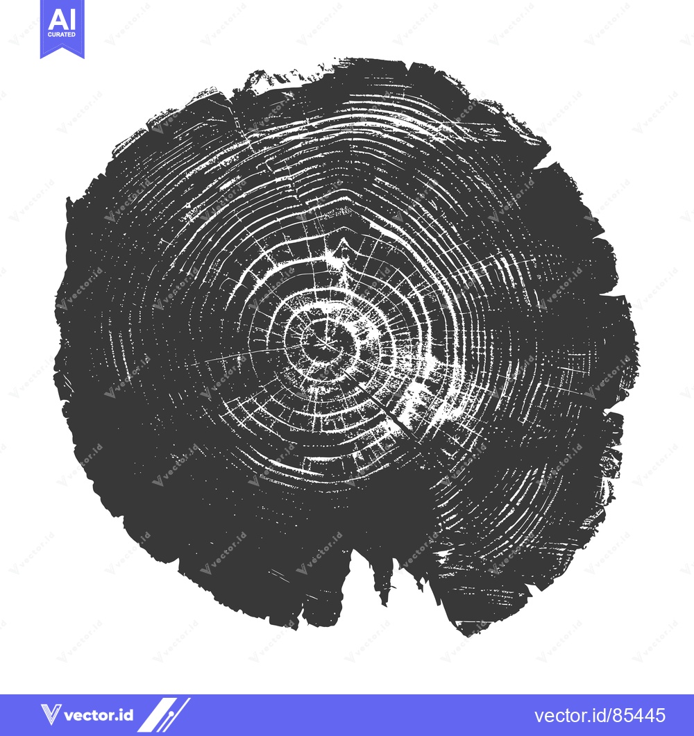Premium Vector dari Black and White Illustration of a Tree Trunk Cross-Section