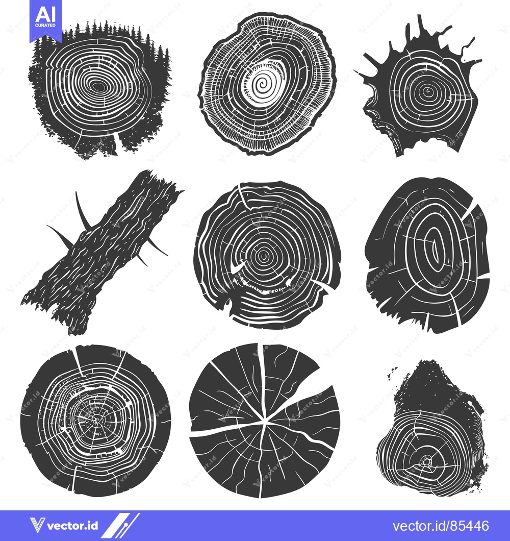 Premium Vector of Collection of Tree Rings in Various Shapes and Styles